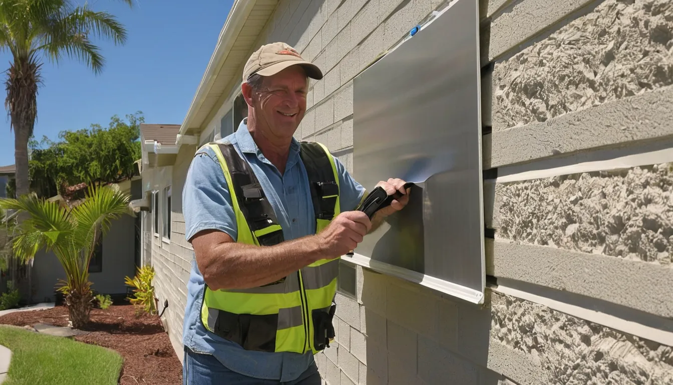 Provider inspecting the siding on an older single-story home in Plant City